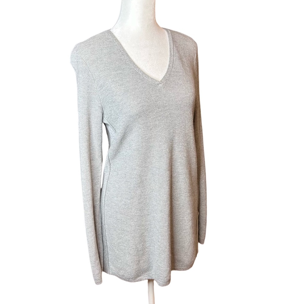 J.Jill Women’s Tunic Sweater Size XS Cotton Wool Silk Blend V-Neck Gray
